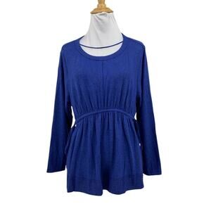 Caslon Top Women XSP Petite Ocean Cozy Side Empire Waist Tie Sides Long Sleeve